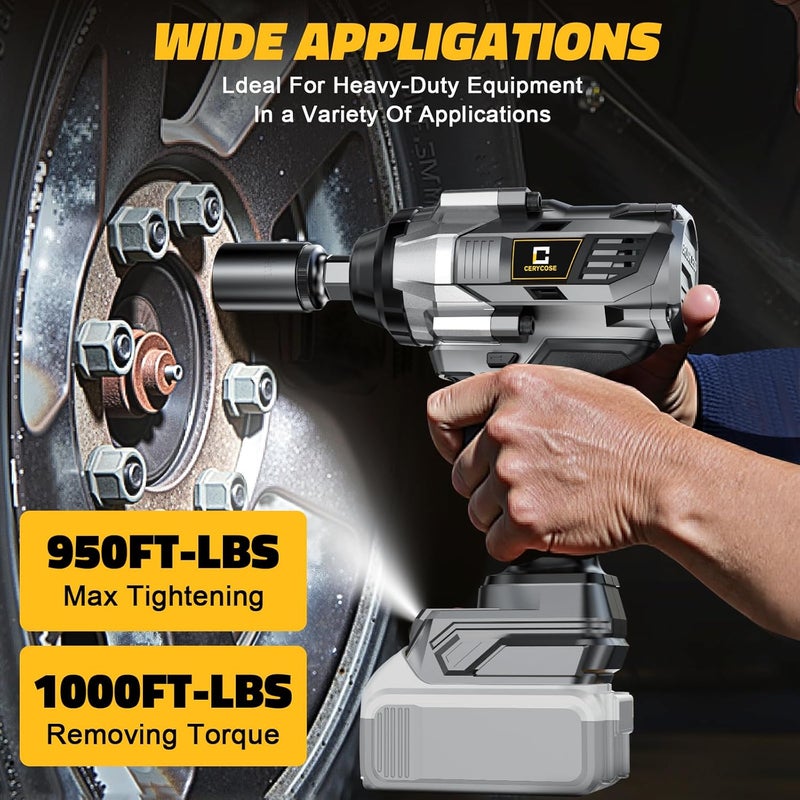 Cerycose Cordless Impact Wrench 1/2 inch Compatible with Dewalt Battery, 1000FT-LBS (1360N.m) Brushless Electric Impact Gun Includes LED Work Light, 2100RPM High Torque Impact Driver, Bare Tool Only - Image 4